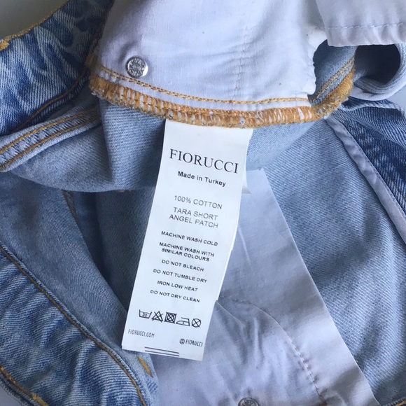 Fiorucci Tara short angel patch denim cutoff raw hem jean shorts - Picture 7 of 16